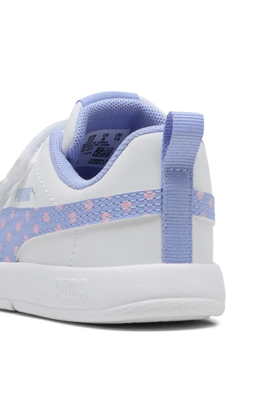 Scarpe bianche lilla con chiusura a strappo Puma Courtflex V3 Dotty V Inf
