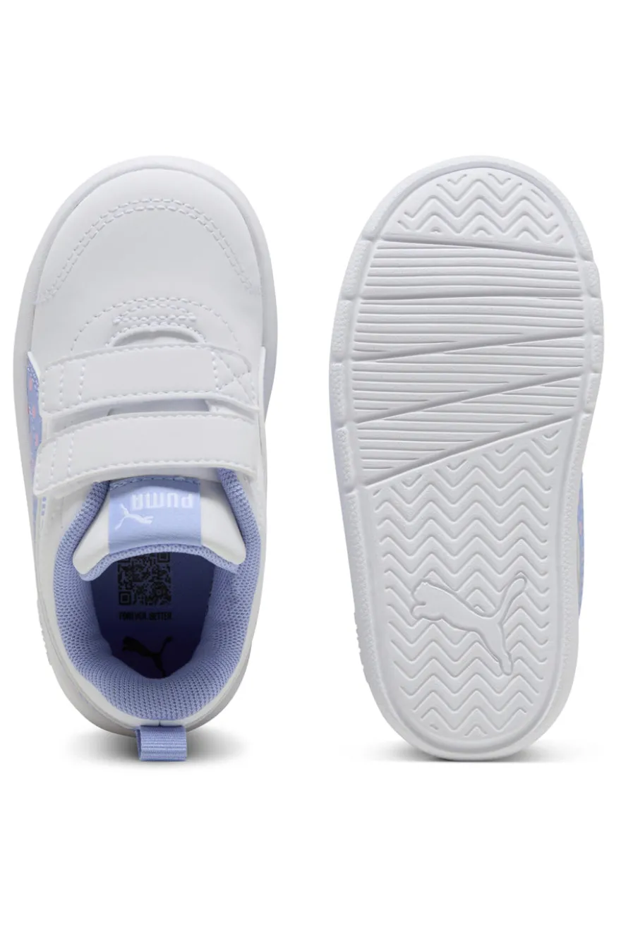 Scarpe bianche lilla con chiusura a strappo Puma Courtflex V3 Dotty V Inf