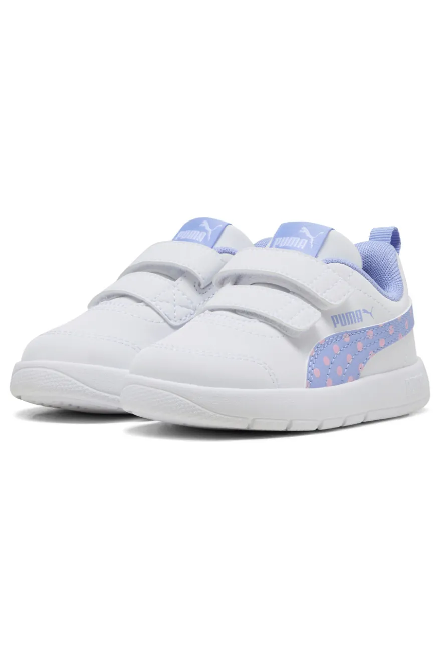 Scarpe bianche lilla con chiusura a strappo Puma Courtflex V3 Dotty V Inf