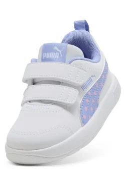 Scarpe bianche lilla con chiusura a strappo Puma Courtflex V3 Dotty V Inf