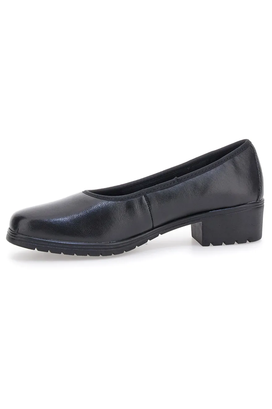 Scarpe comode nere in pelle con tacco basso e memory foam Pittarello 11574