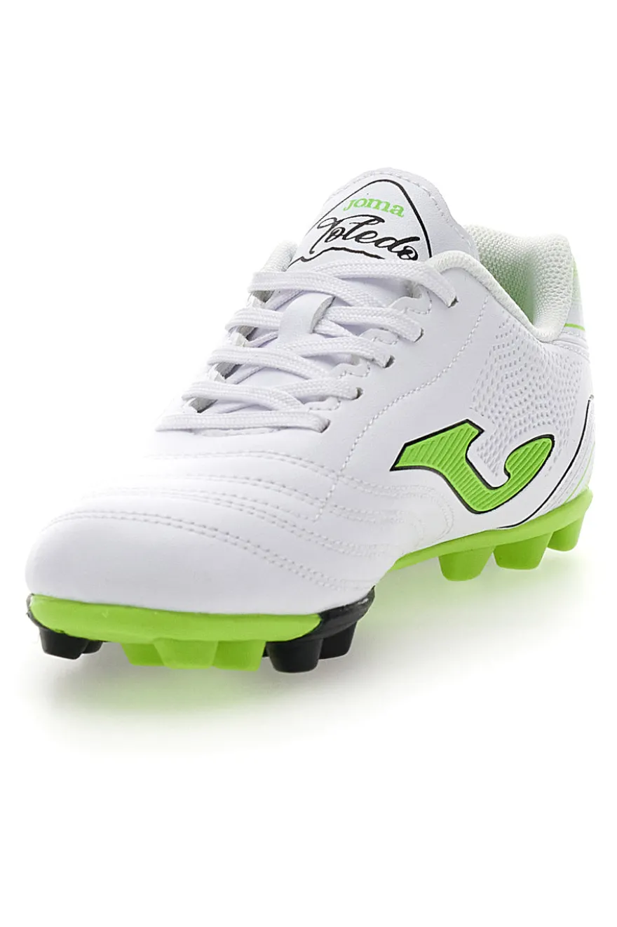 Scarpe da Calcio Bianche e Lime Joma Toledo Jr 2502 Hard Ground