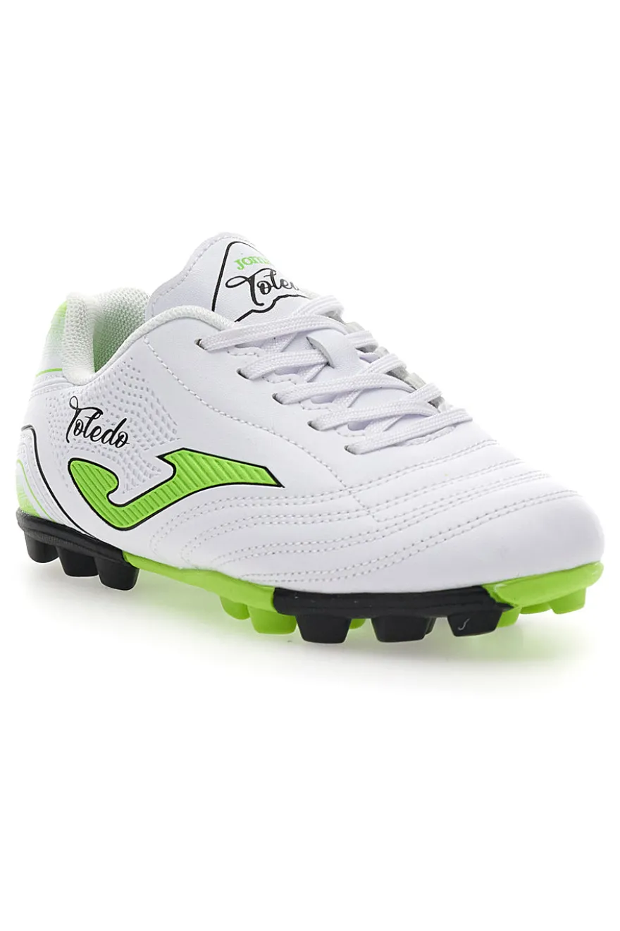 Scarpe da Calcio Bianche e Lime Joma Toledo Jr 2502 Hard Ground