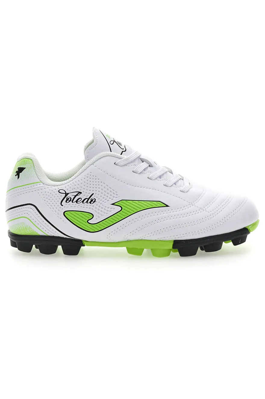 Scarpe da Calcio Bianche e Lime Joma Toledo Jr 2502 Hard Ground