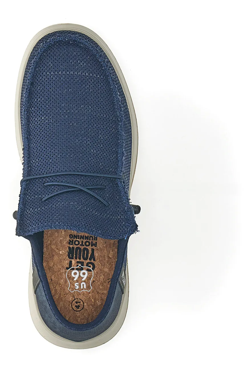 Scarpe slip on blu in tessuto Route 66 RO51803