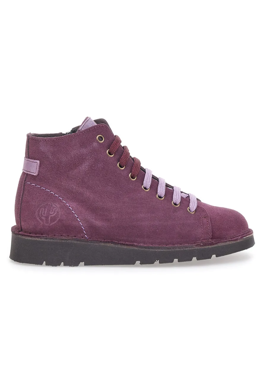 Scarpe Stringate Alte Viola In Pelle Scamosciata Pittarello Tierra 1280