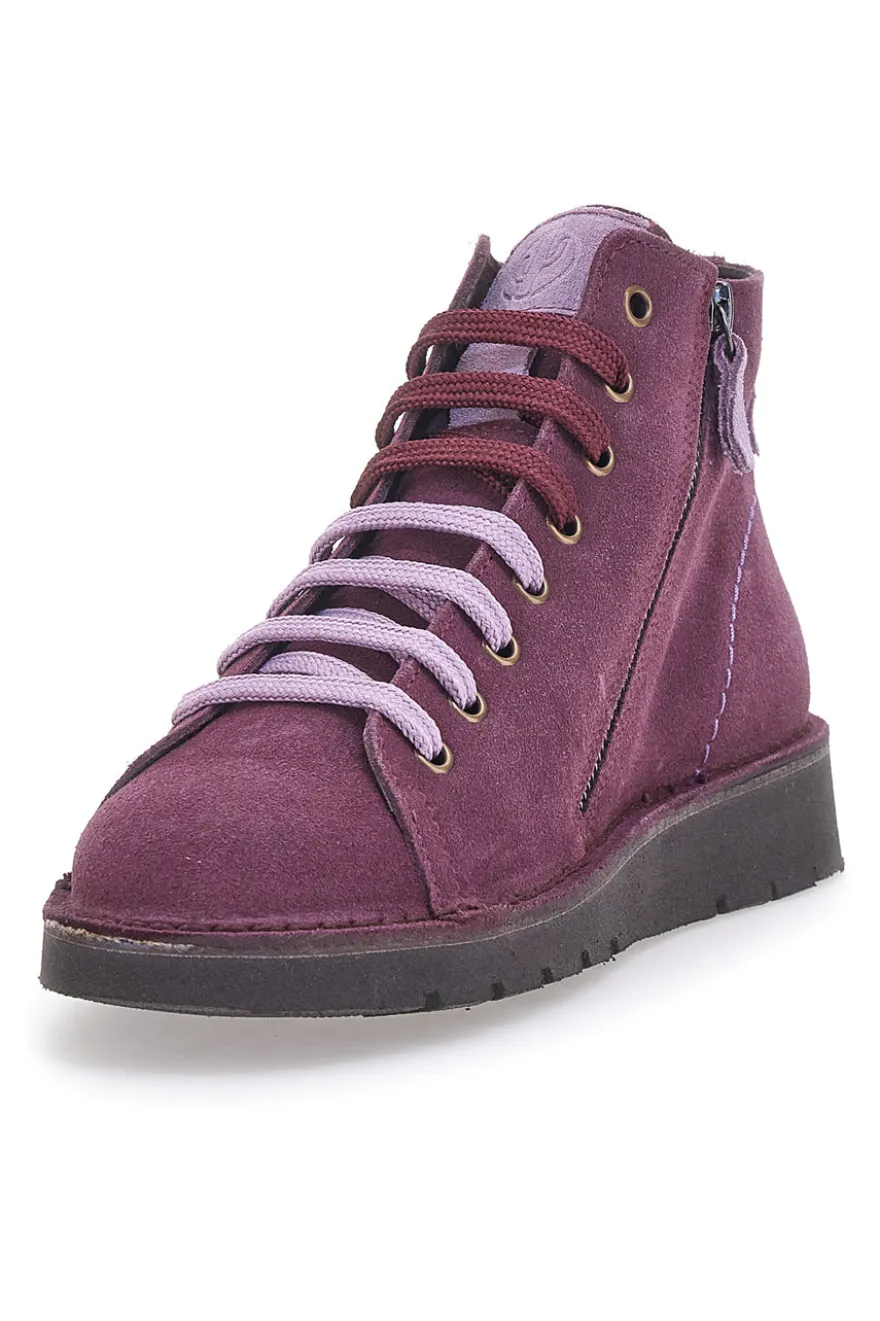 Scarpe Stringate Alte Viola In Pelle Scamosciata Pittarello Tierra 1280