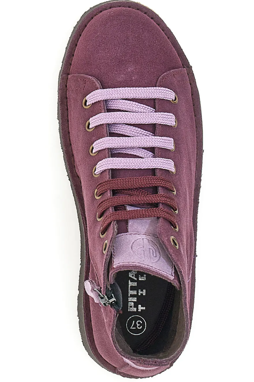 Scarpe Stringate Alte Viola In Pelle Scamosciata Pittarello Tierra 1280