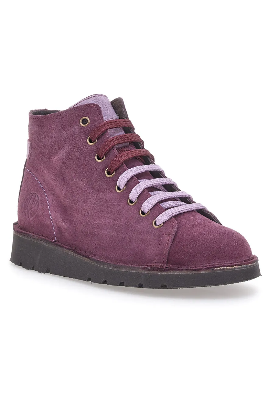 Scarpe Stringate Alte Viola In Pelle Scamosciata Pittarello Tierra 1280