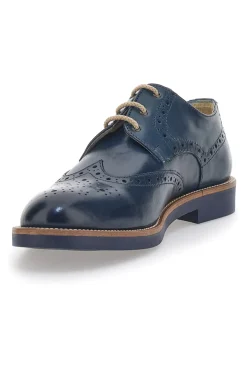 Scarpe Stringate Blu Con Ricamo All'Inglese Pittarello 8023