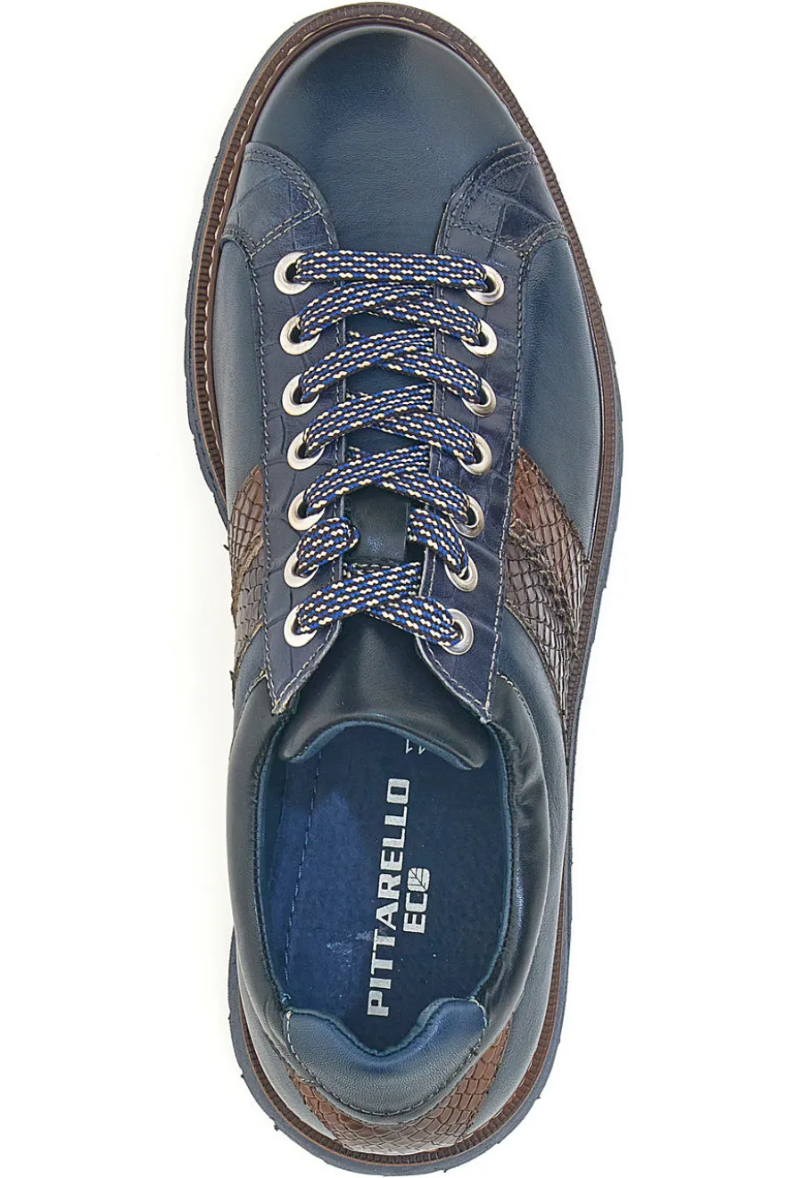 Scarpe stringate blu con inserti effetto pitone e suola carrarmato Pittarello Eco 25276006