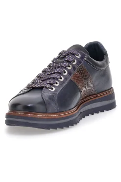 Scarpe stringate blu con inserti effetto pitone e suola carrarmato Pittarello Eco 25276006