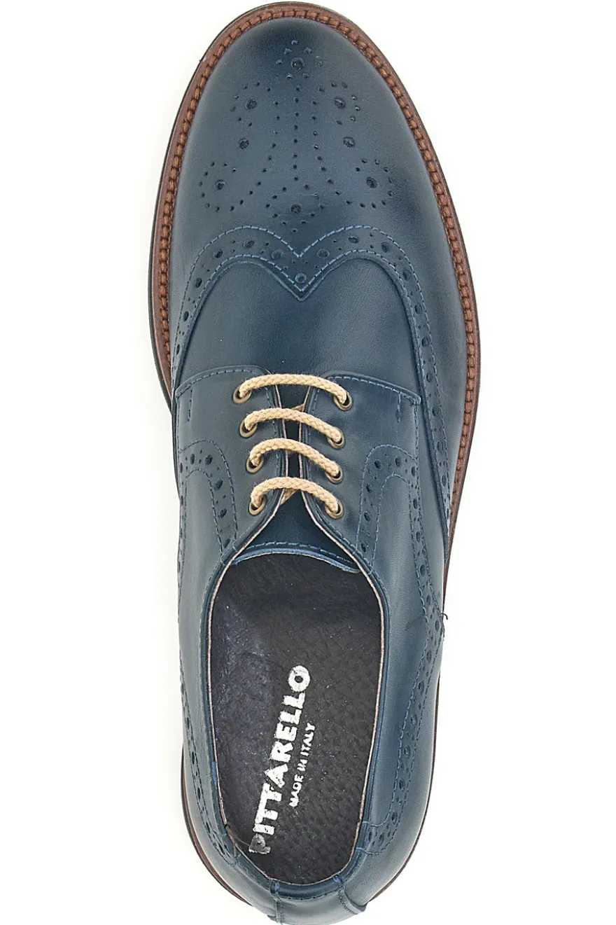 Scarpe Stringate Francesine blu in pelle con lavorazione brogue Pittarello 06