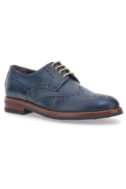 Scarpe Stringate Francesine blu in pelle con lavorazione brogue Pittarello 06
