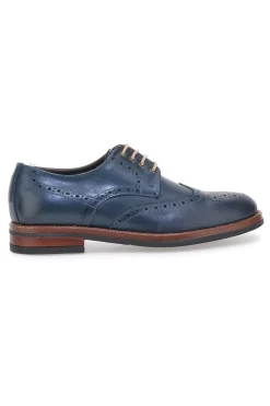 Scarpe Stringate Francesine blu in pelle con lavorazione brogue Pittarello 06