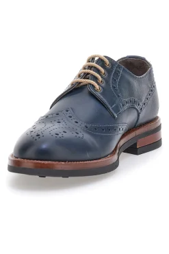 Scarpe Stringate Francesine blu in pelle con lavorazione brogue Pittarello 06