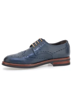 Scarpe Stringate Francesine blu in pelle con lavorazione brogue Pittarello 06