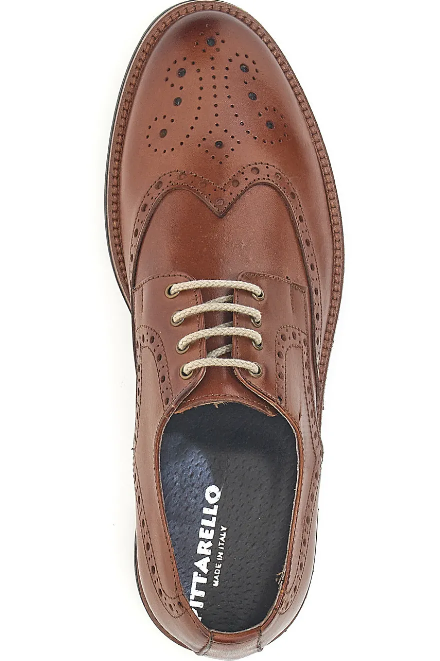 Scarpe Stringate Francesine marroni in pelle con lavorazione brogue Pittarello 06