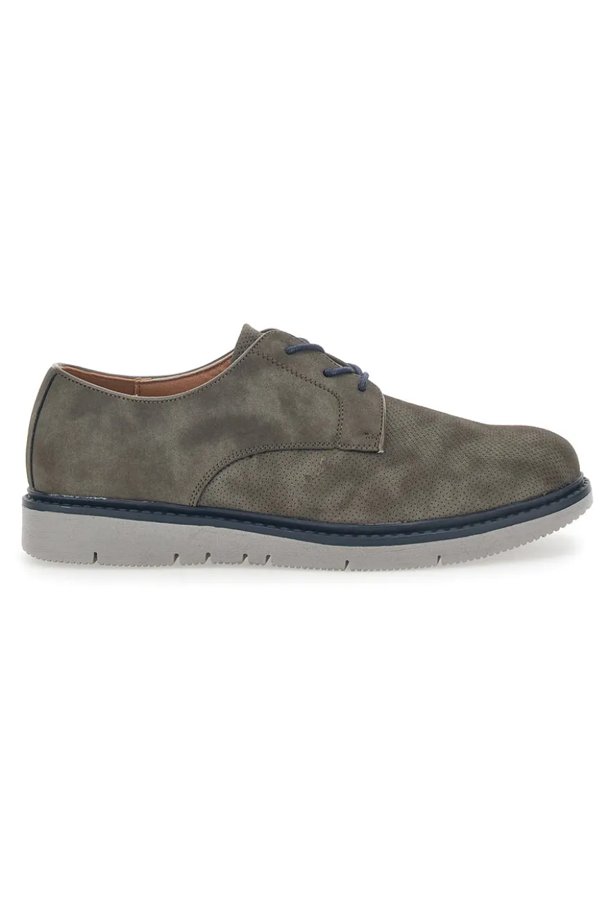 Scarpe Stringate Grigie Con Effetto Suede Johes Land 150093