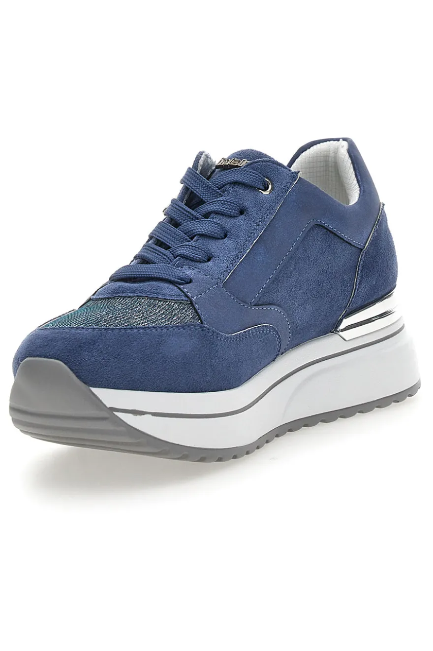 Scarpe Stringate Jeans con Tomaia Decorata INBLU 426 IN