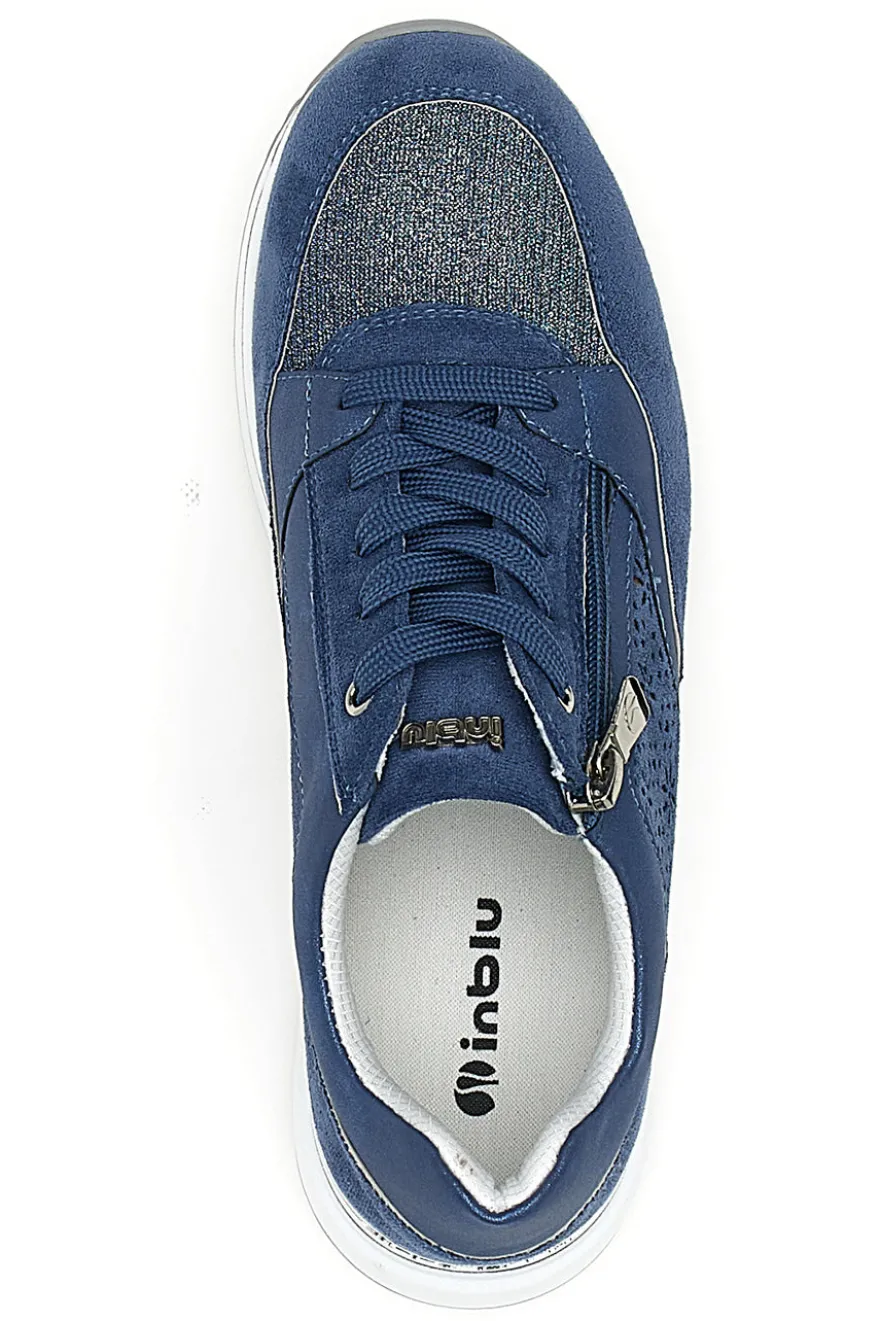 Scarpe Stringate Jeans con Tomaia Decorata INBLU 426 IN