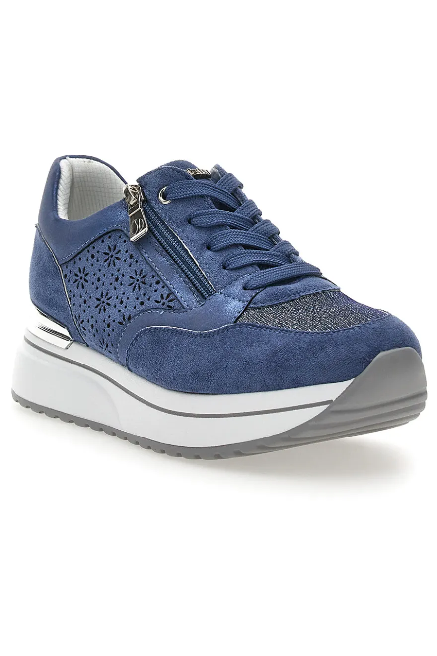 Scarpe Stringate Jeans con Tomaia Decorata INBLU 426 IN