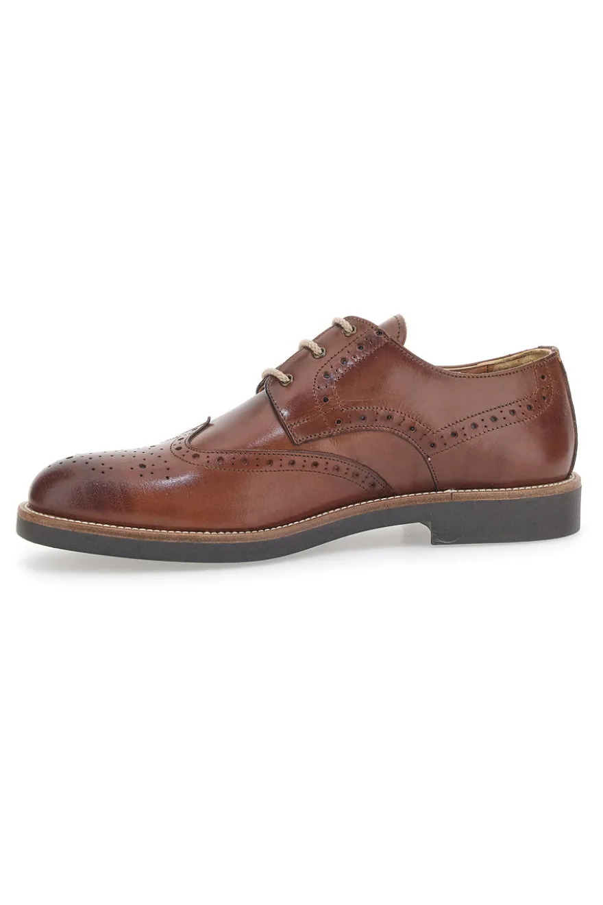 Scarpe Stringate Marroni Con Ricamo All'Inglese Pittarello 8023