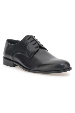 Scarpe stringate nere in pelle con suola in cuoio made in Italy Pittarello 7720