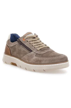 Scarpe stringate taupe traforate con zip laterale Pittarello eco 26111008