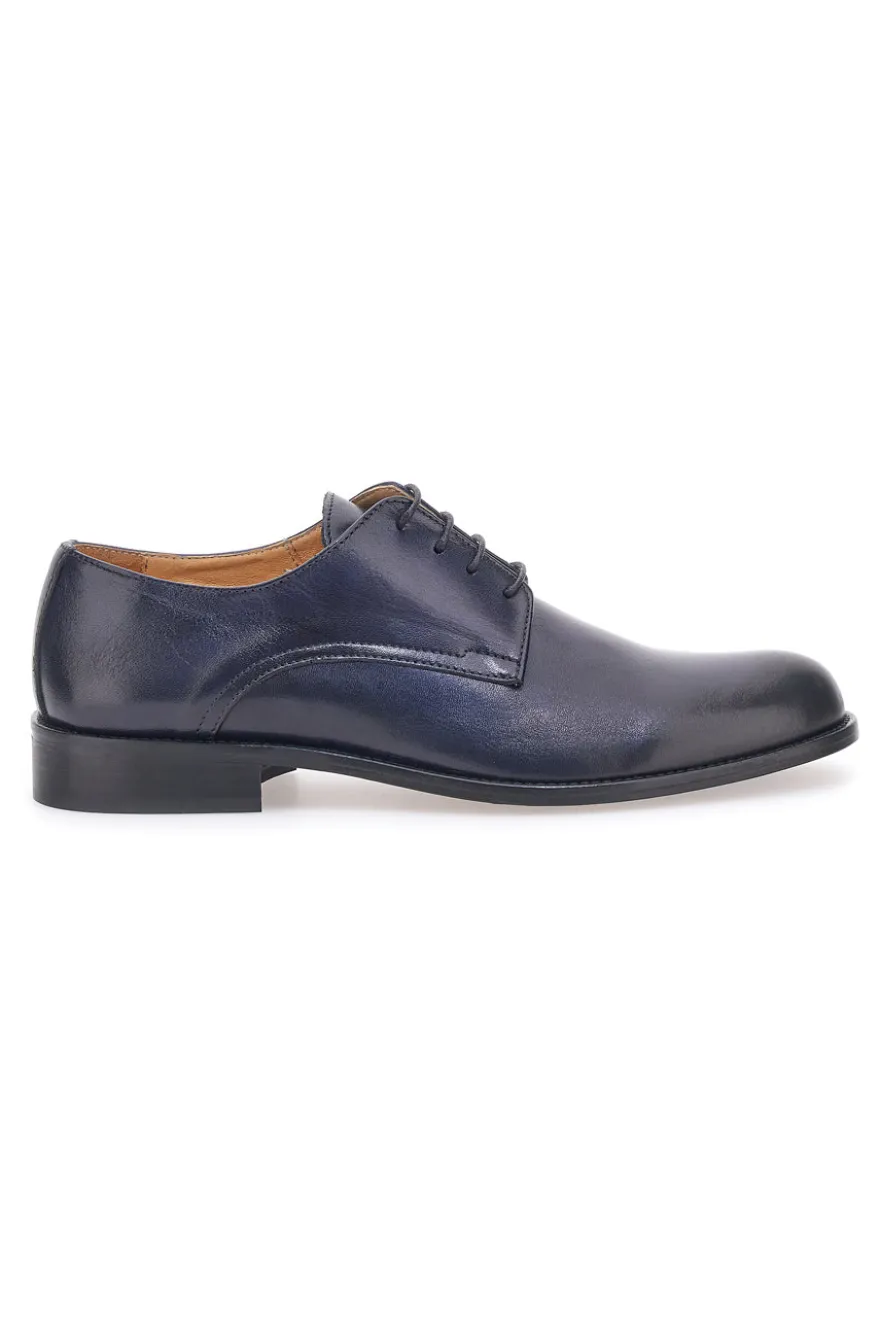 Scarpe Stringate Vera Pelle Blu Pittarello Plus 623