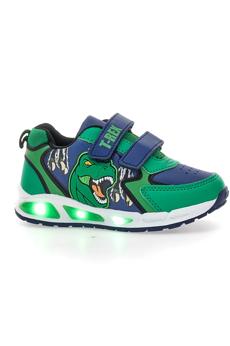 Scarpe verdi con luci e stampa dinosauro Dinosaur S8020167S
