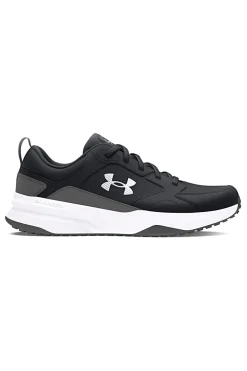 Schwarze Mesh-Sneaker mit Under Armour Charged Edge-Ledereinsätzen