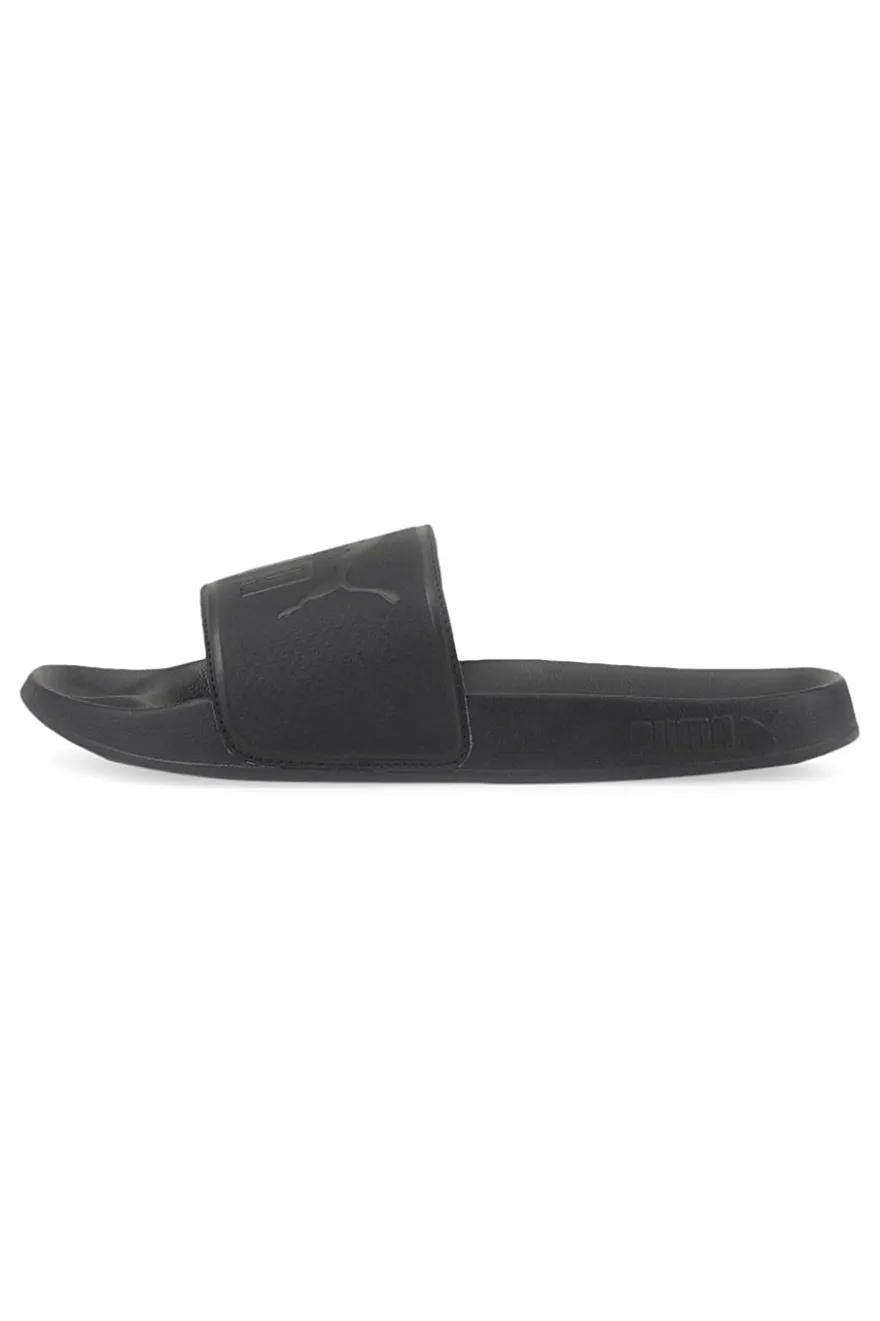 Schwarze Slipper mit gepolstertem Band und PUMA Leadcat 2 Logo