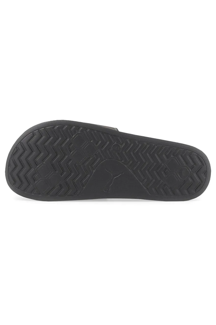 Schwarze Slipper mit gepolstertem Band und PUMA Leadcat 2 Logo