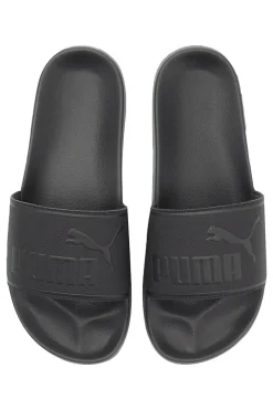 Schwarze Slipper mit gepolstertem Band und PUMA Leadcat 2 Logo