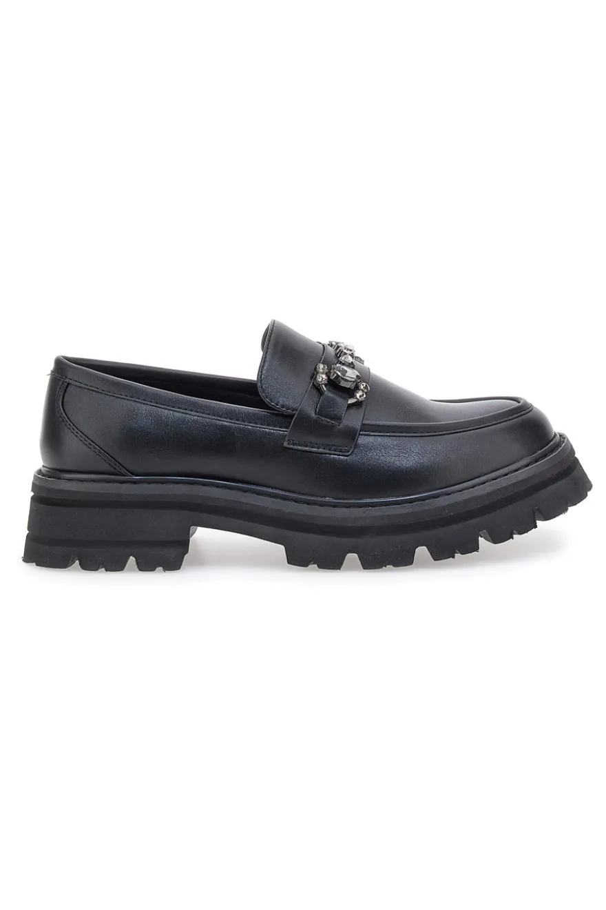 Schwarze Slipper mit Tanksohle und Vorderklammer ME & ME 1222