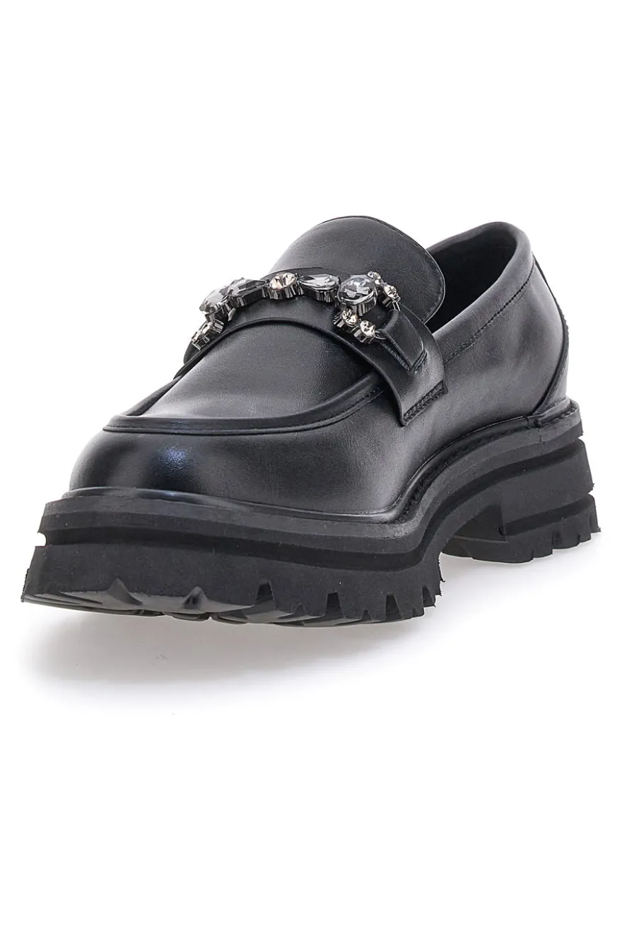 Schwarze Slipper mit Tanksohle und Vorderklammer ME & ME 1222