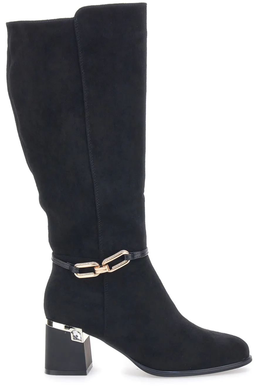 Schwarze Stiefel mit Absatz The First 393