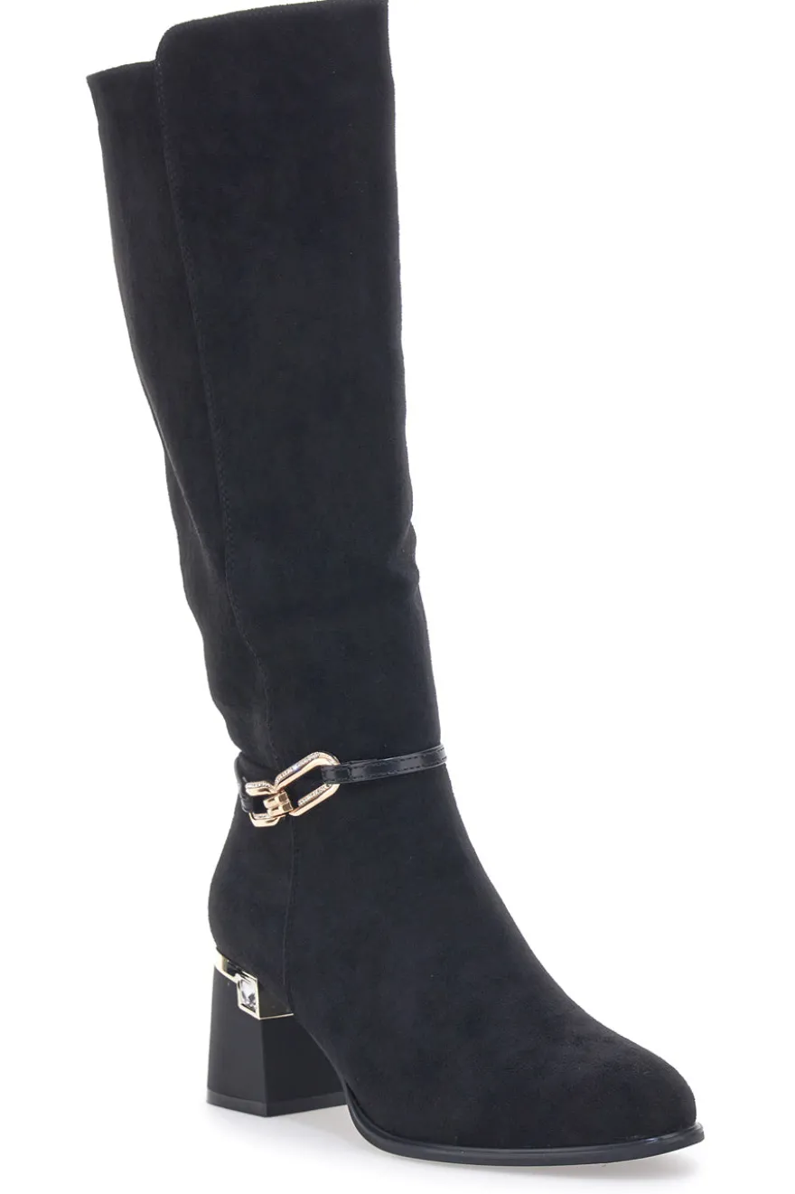 Schwarze Stiefel mit Absatz The First 393