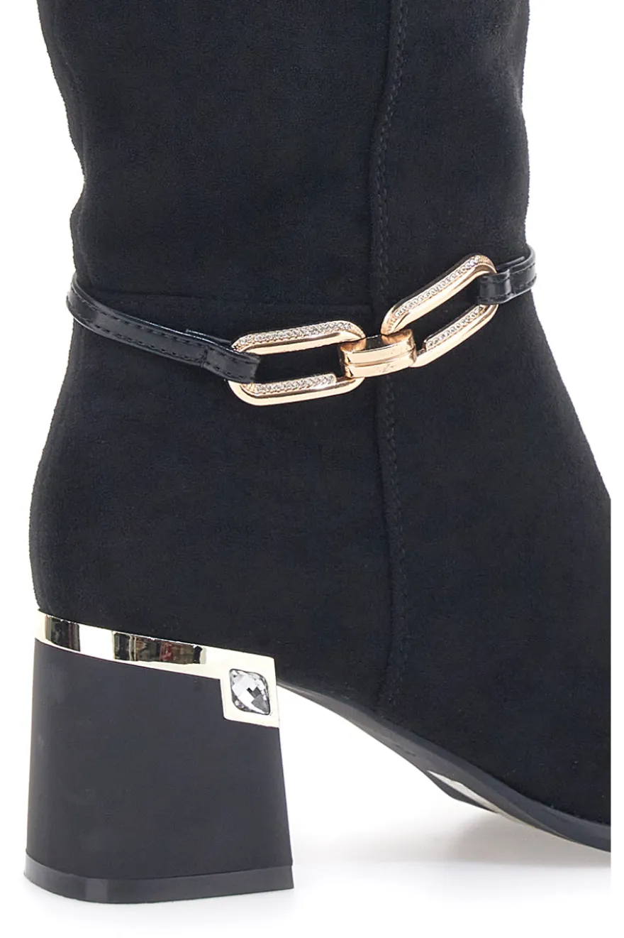 Schwarze Stiefel mit Absatz The First 393