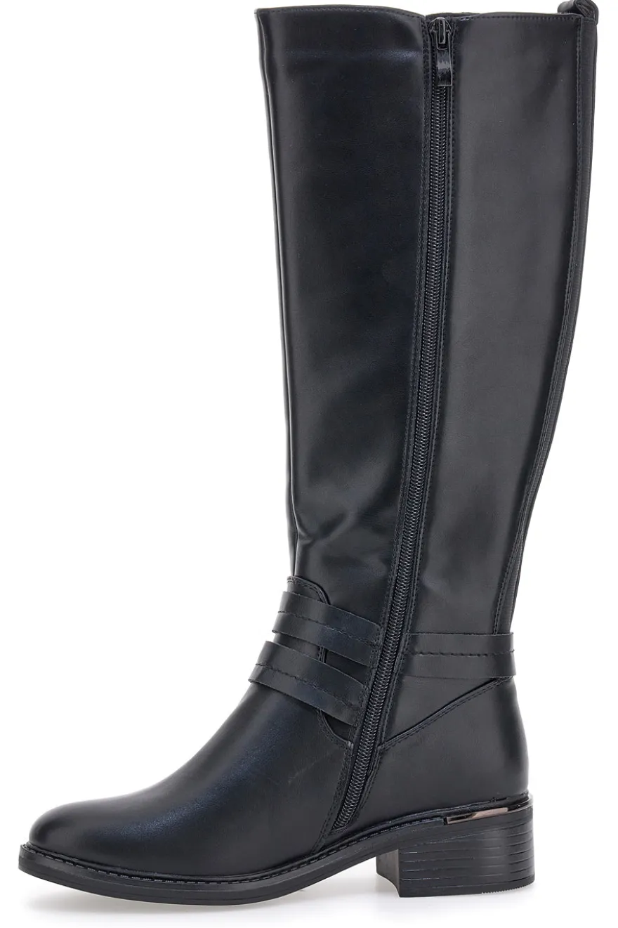 Schwarze Stiefel mit Obermaterial mit elastischen Einsätzen The First 9E90222