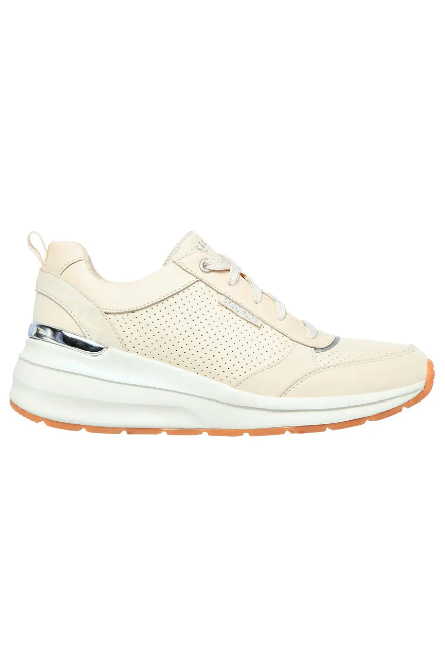 Sneakers beige con tomaia traforata e Memory Foam Skechers Billion Subtle Spots