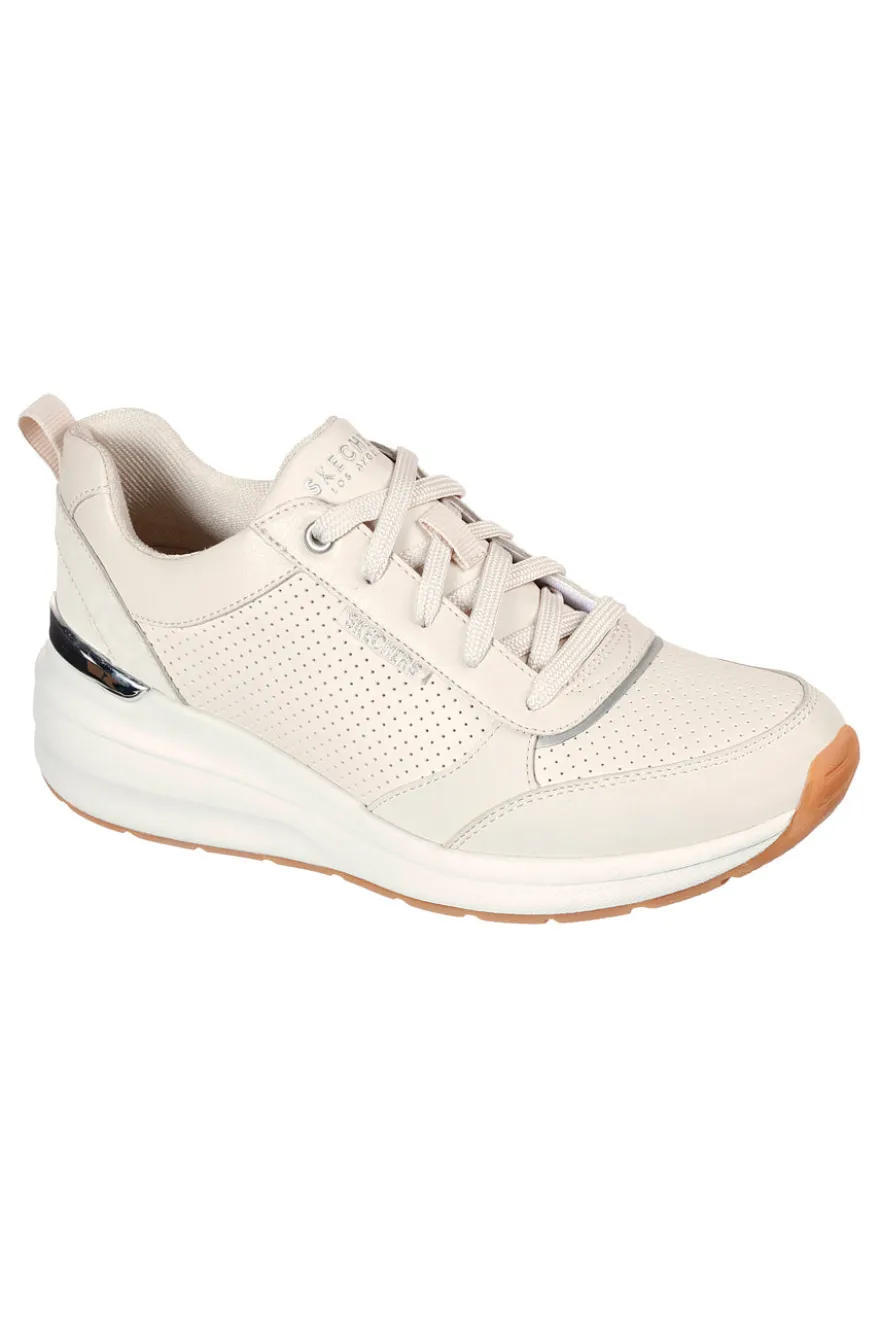 Sneakers beige con tomaia traforata e Memory Foam Skechers Billion Subtle Spots