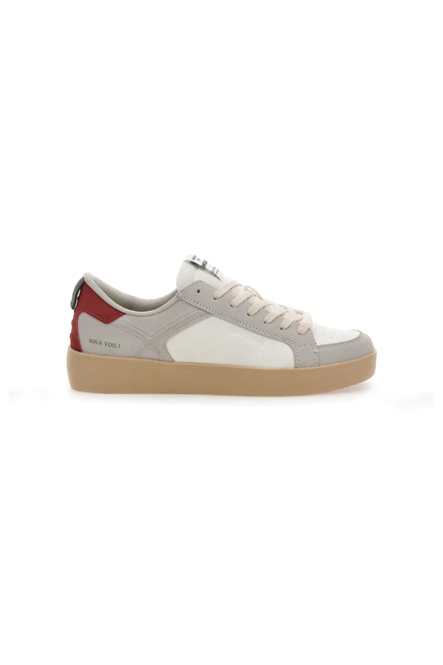 Sneakers beige e bianche con inserti a contrasto Gas NIKA MIX