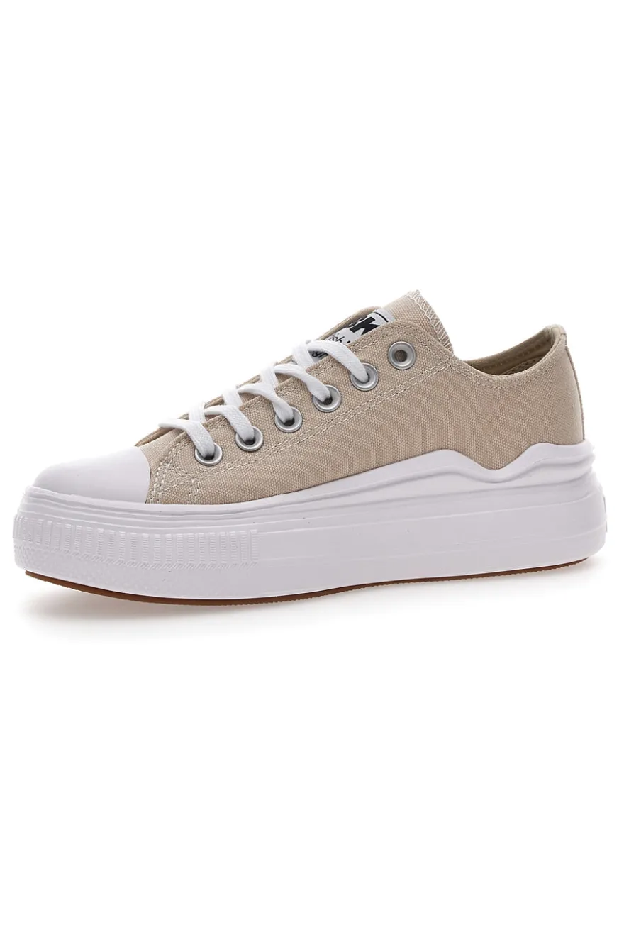 Sneakers Beige In Tela Con Platform British Knight Kaya Flow Low