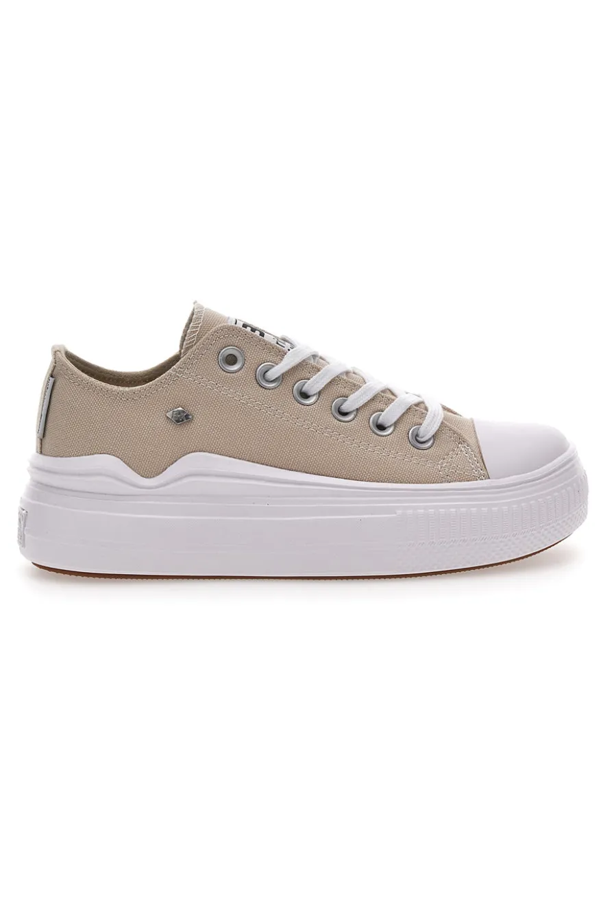 Sneakers Beige In Tela Con Platform British Knight Kaya Flow Low