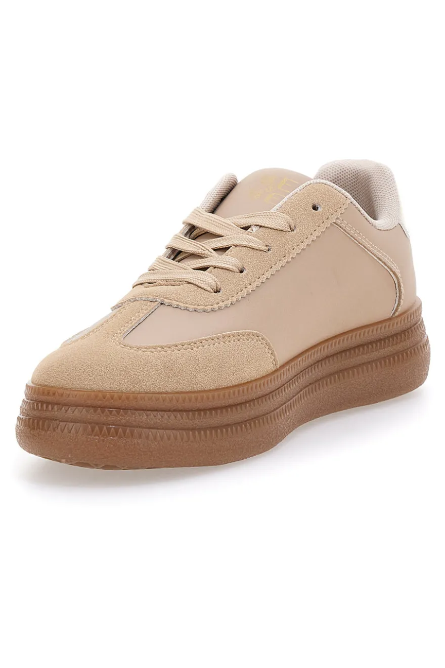 Sneakers beige inserti metallizzati fondo a contrasto Me & Me GB2026