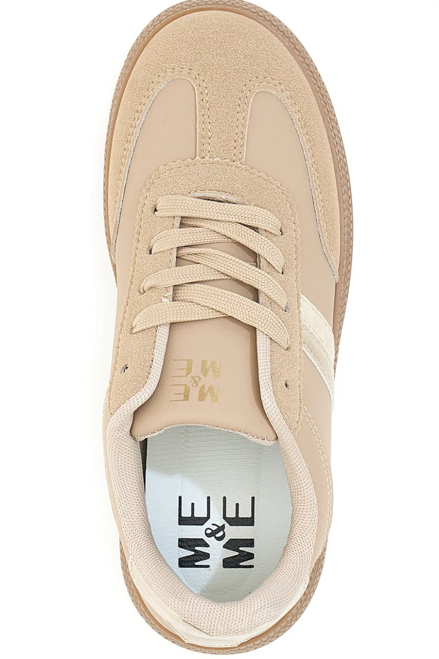 Sneakers beige inserti metallizzati fondo a contrasto Me & Me GB2026