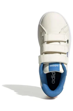 Sneakers bianche con dettagli blu e chiusura a strappo Adidas Advantage Base 2.0 Cf C