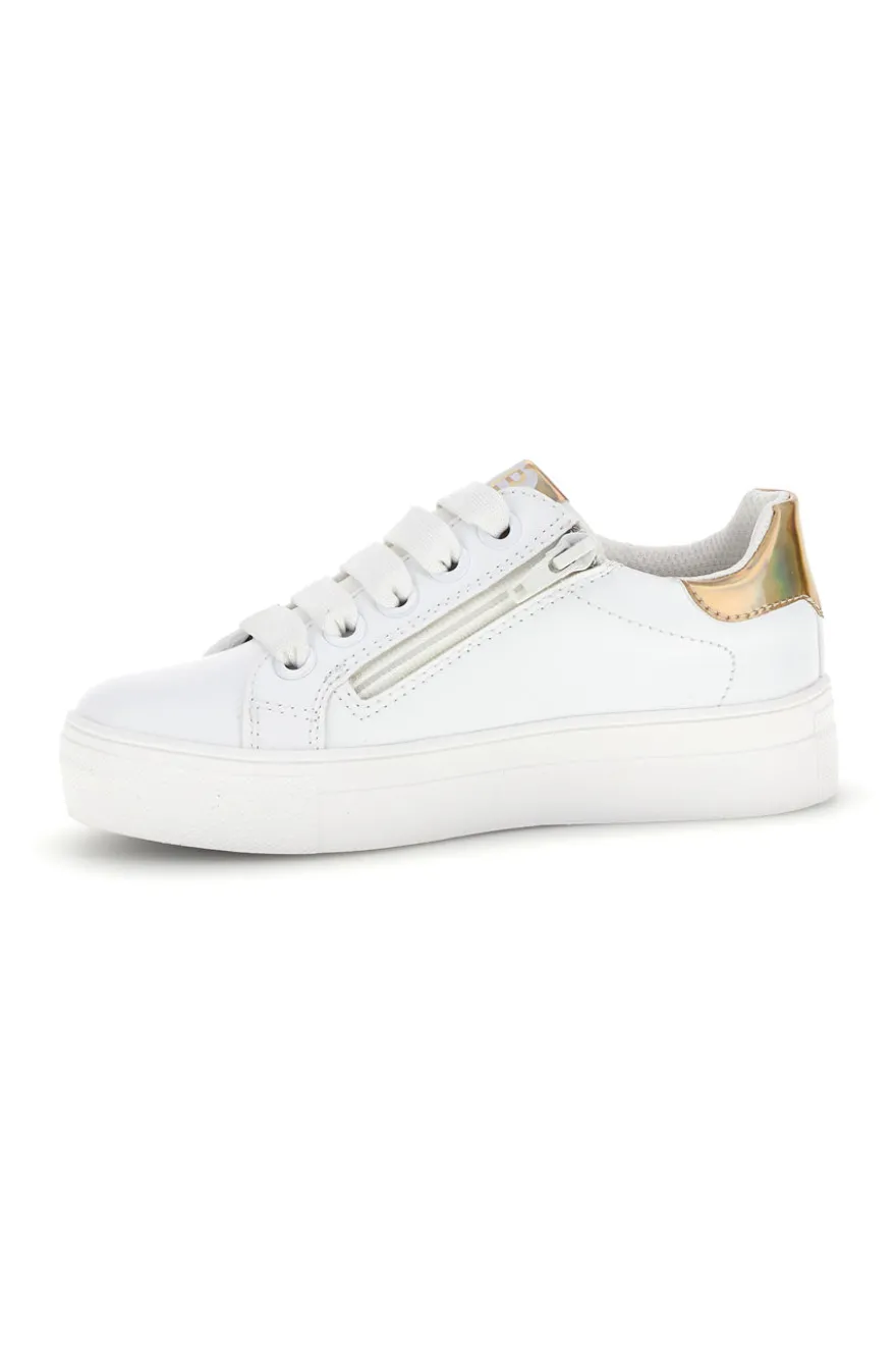 Sneakers bianche con fiori e inserti oro Laura Biagiotti L9858C9760
